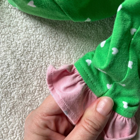 Eleanor Rose twirl dress, green with pink polka dots. 18 months - Picture 7 of 7